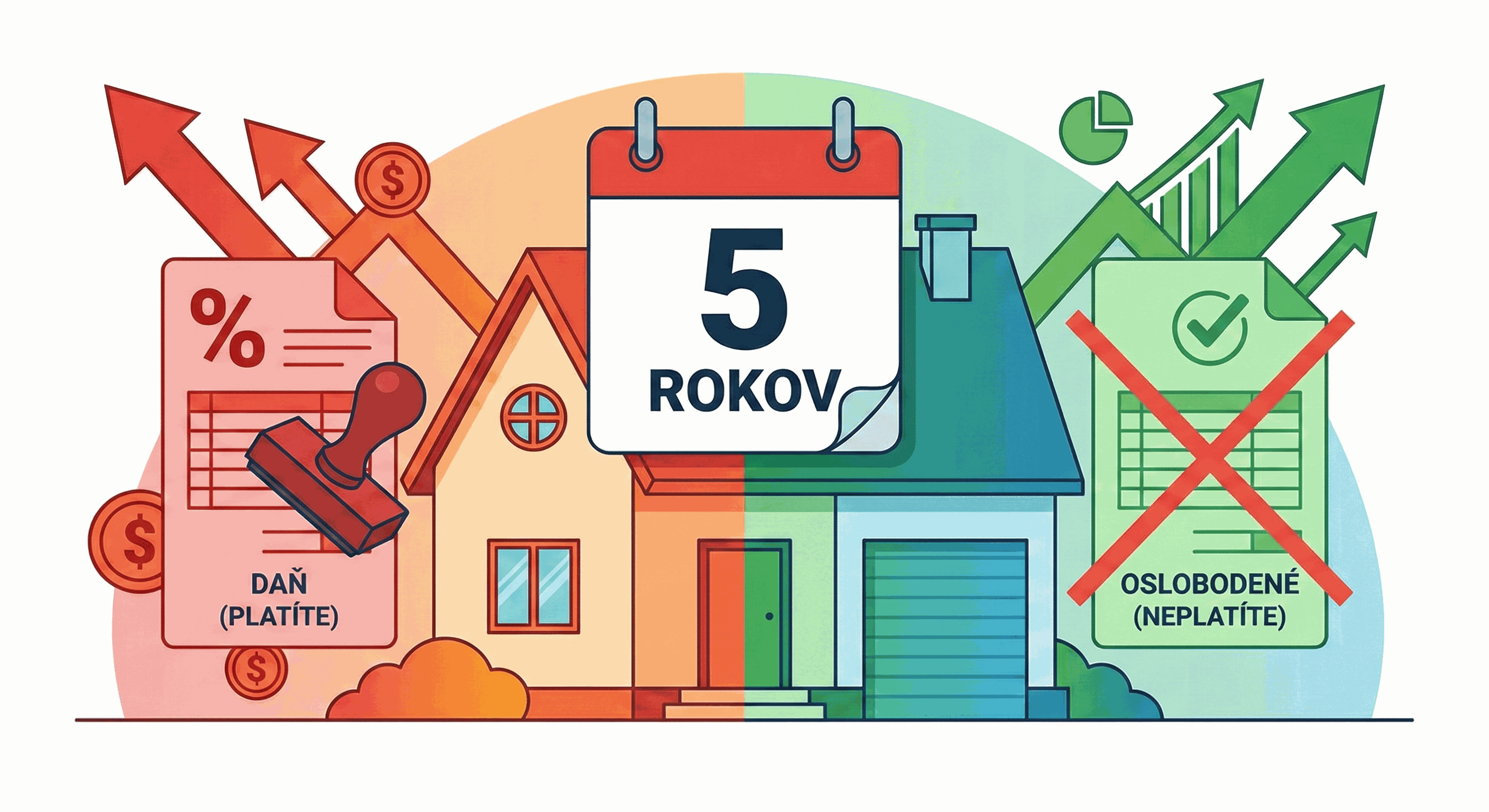 Dom s kalendárom a daňovým formulárom - daň z predaja nehnuteľnosti