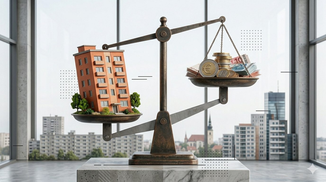 Dostupnosť bývania na Slovensku 2026 — analýza cien bytov a ročných platov podľa krajov