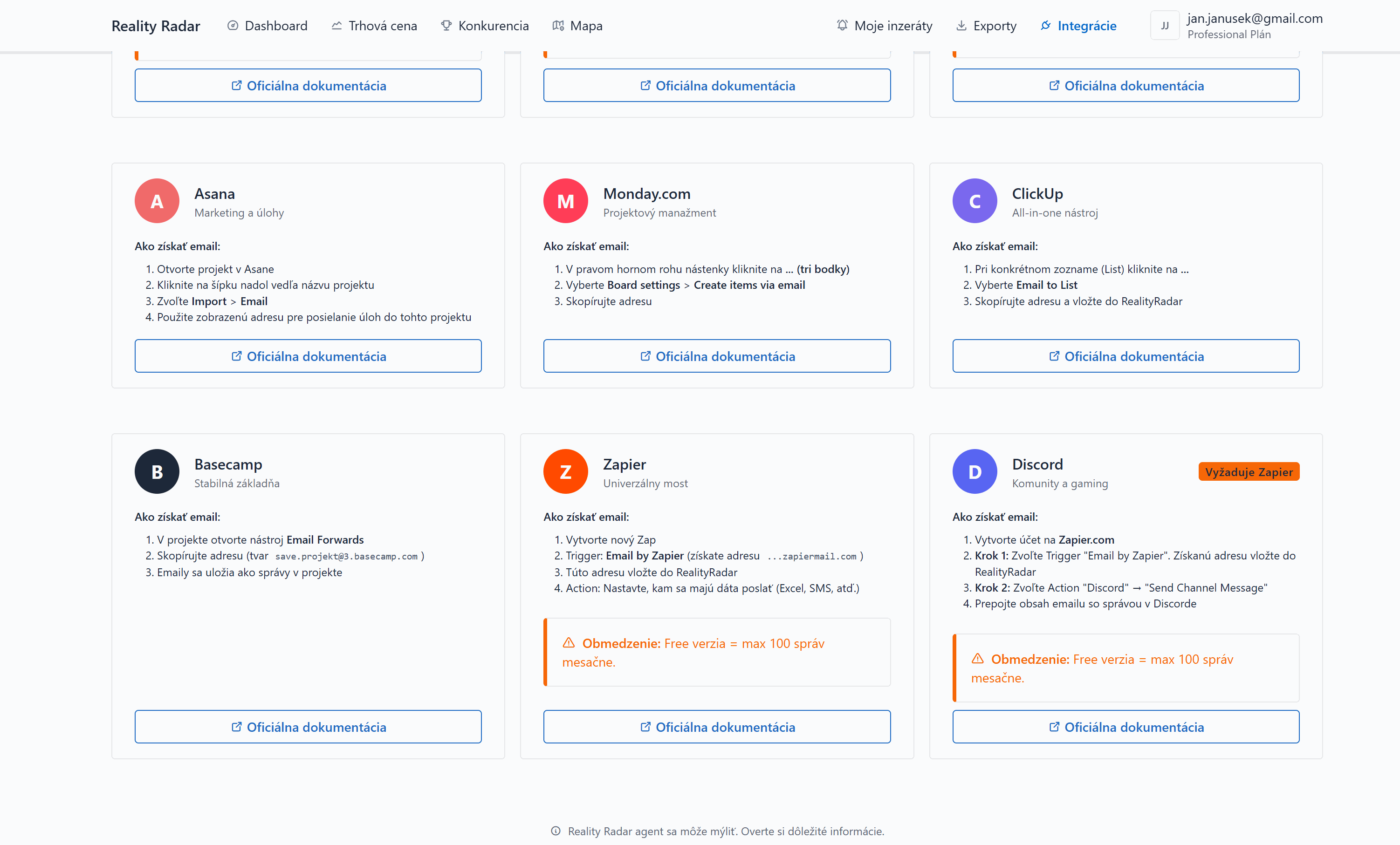 Pokročilé integrácie - Basecamp, Zapier a Discord s obmedzeniami free verzií